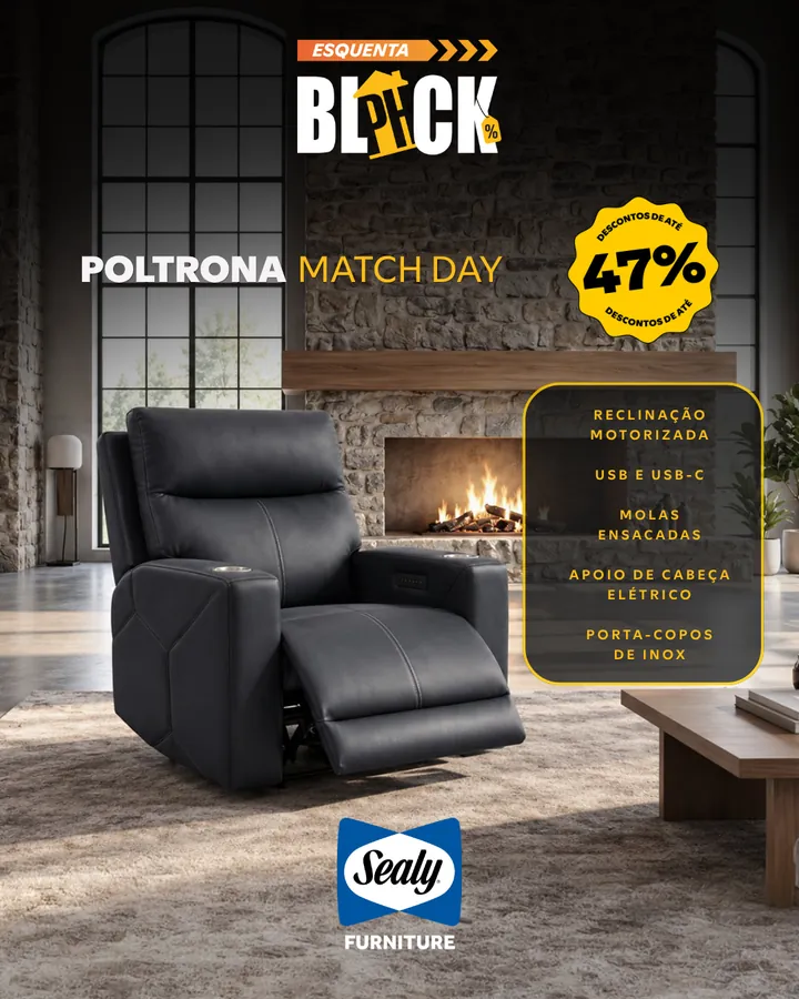 Poltrona Match Day Sealy com descontos de até 47%